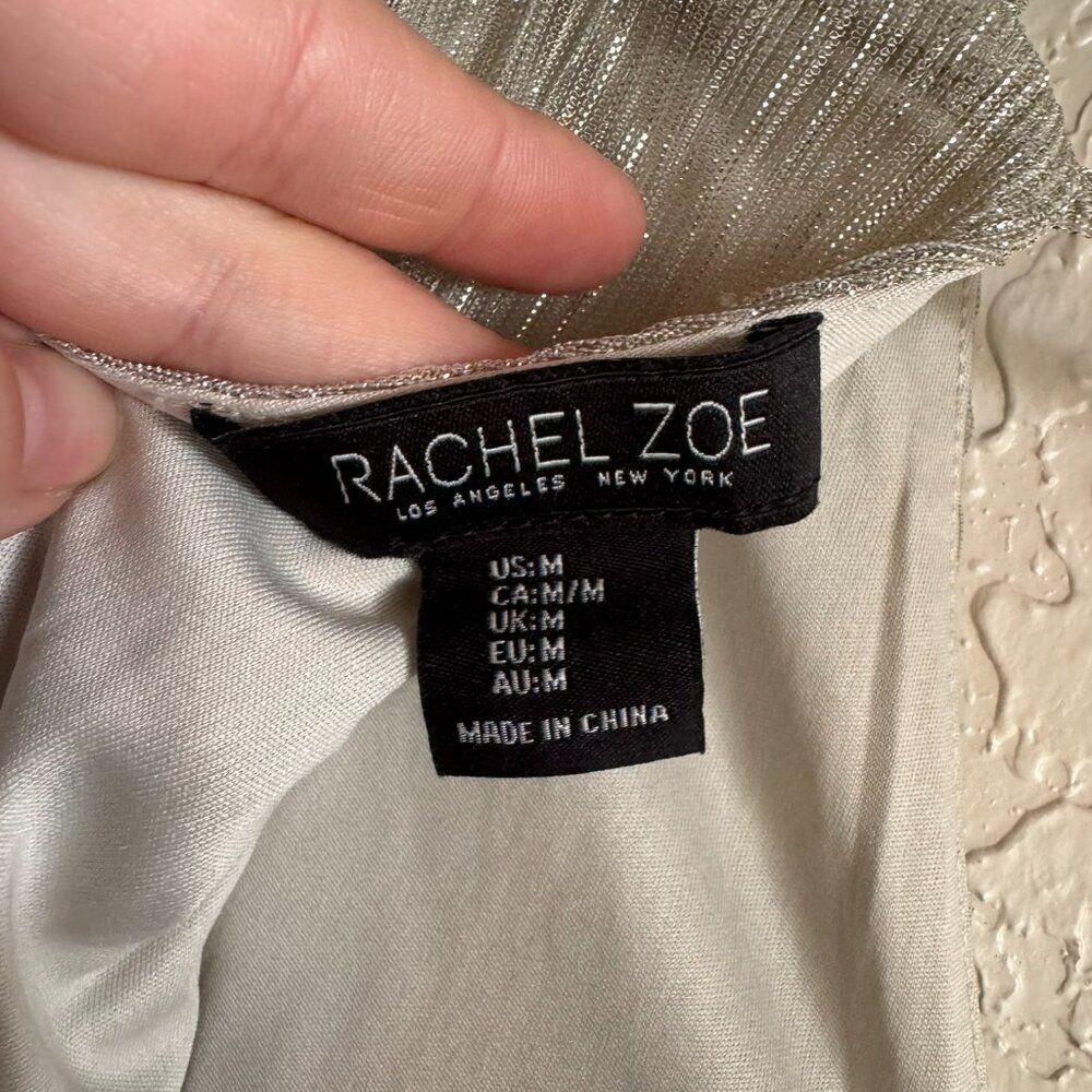 Rachel Zoe Sparkly Champagne V-Neck Blouse Size Medium Party Holiday Top - Picture 3 of 4